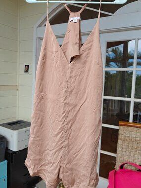 Lunya Washable Silk Romper XS otium tan